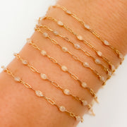 Gold Filled Golden Shade Color Opal Enamel Cable Chain